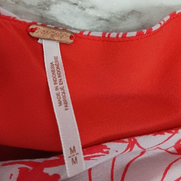 FREE PEOPLE Voile Santiago orange Boho Romper Floral Print Size Medium Women's - Picture 6 of 8